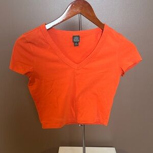 Wild Fable Orange V-Neck Crop Top